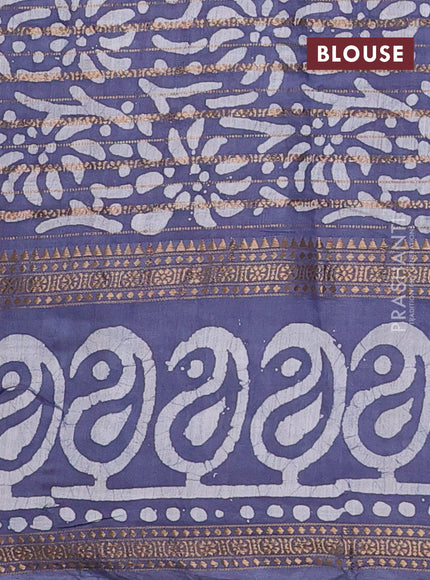 Grey Semi Chanderi Saree - Batik Prints