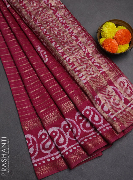 Magenta Pink Semi Chanderi Saree - Batik Prints