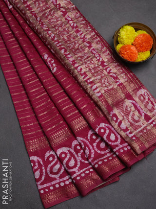 Magenta Pink Semi Chanderi Saree - Batik Prints