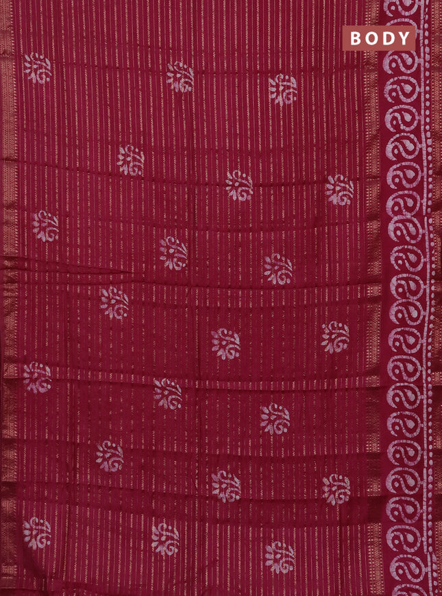 Magenta Pink Semi Chanderi Saree - Batik Prints