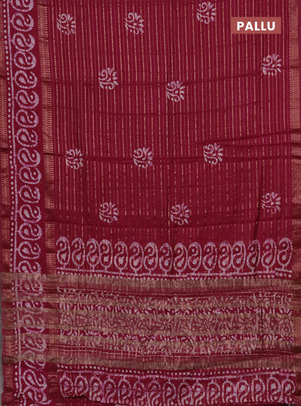 Magenta Pink Semi Chanderi Saree - Batik Prints