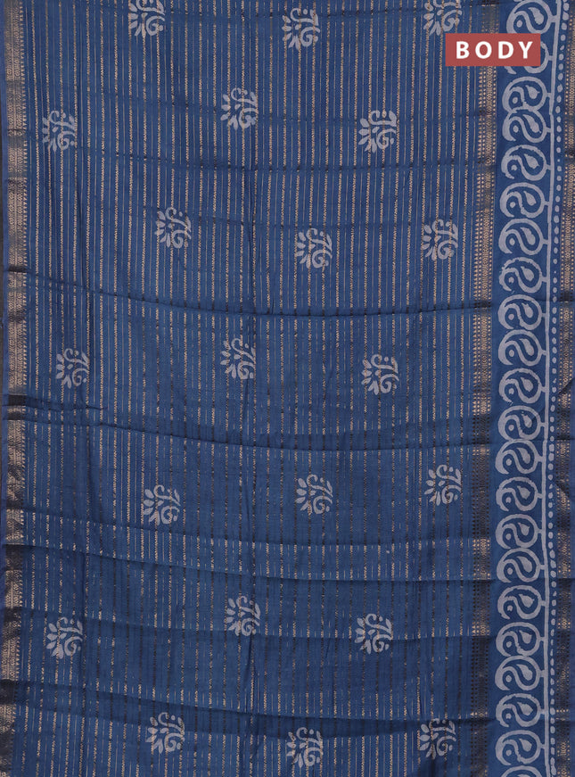 Blue Semi Chanderi Saree - Batik Prints