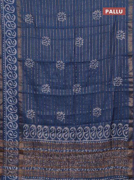 Blue Semi Chanderi Saree - Batik Prints