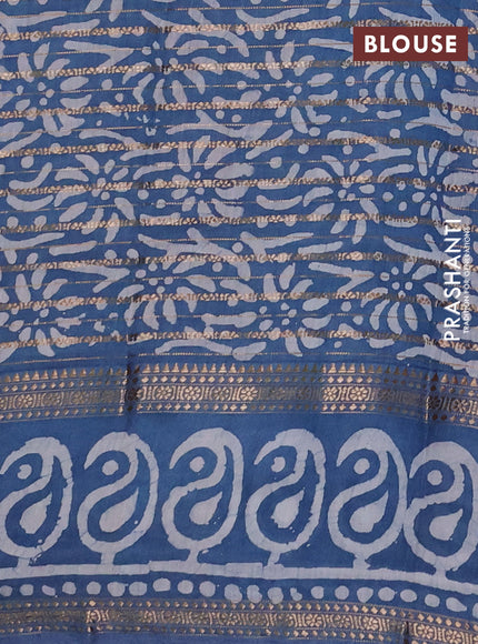 Blue Semi Chanderi Saree - Batik Prints