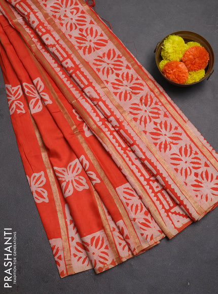 Semi Chanderi Saree - Batik Prints