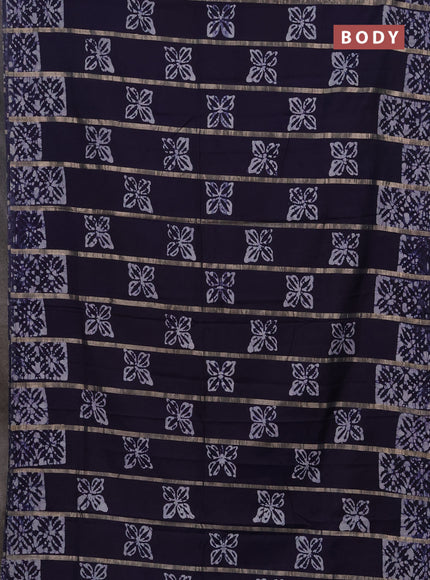Navy Blue Semi Chanderi Saree - Batik Prints