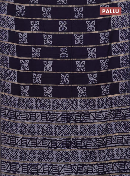 Navy Blue Semi Chanderi Saree - Batik Prints