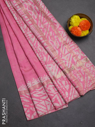 Pink Semi Chanderi Saree - Batik Prints