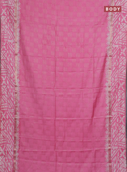 Pink Semi Chanderi Saree - Batik Prints