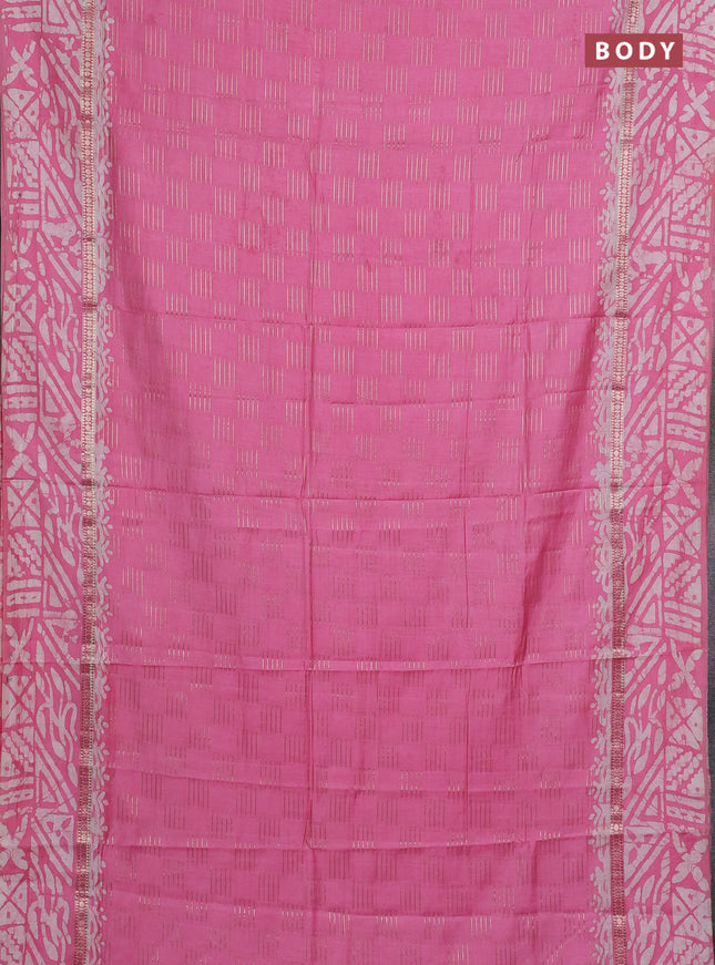 Pink Semi Chanderi Saree - Batik Prints
