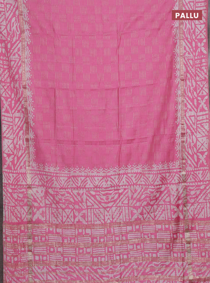 Pink Semi Chanderi Saree - Batik Prints