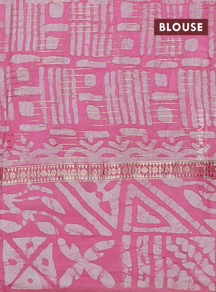 Pink Semi Chanderi Saree - Batik Prints