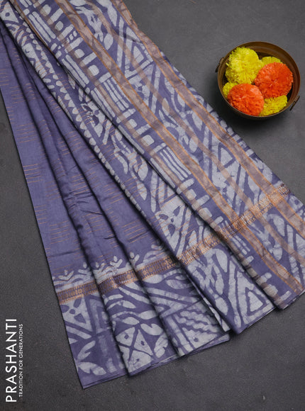Grey Semi Chanderi Saree - Batik Prints