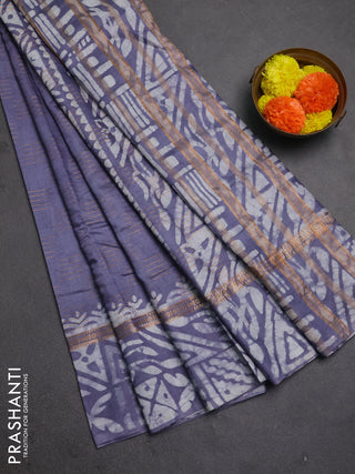 Grey Semi Chanderi Saree - Batik Prints