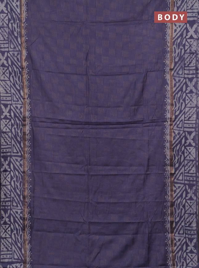 Grey Semi Chanderi Saree - Batik Prints