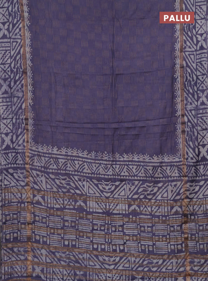 Grey Semi Chanderi Saree - Batik Prints