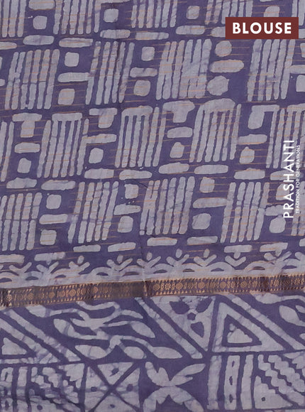Grey Semi Chanderi Saree - Batik Prints