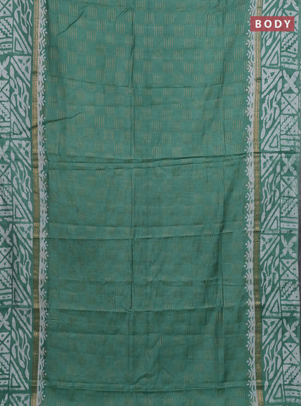 Green Semi Chanderi Saree - Batik Prints