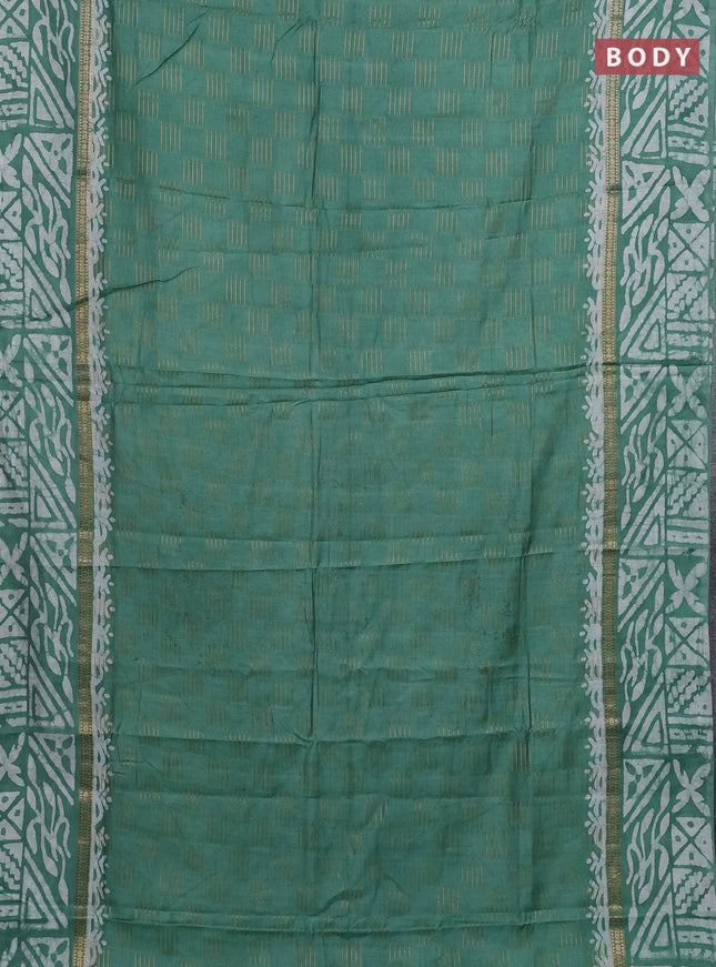 Green Semi Chanderi Saree - Batik Prints