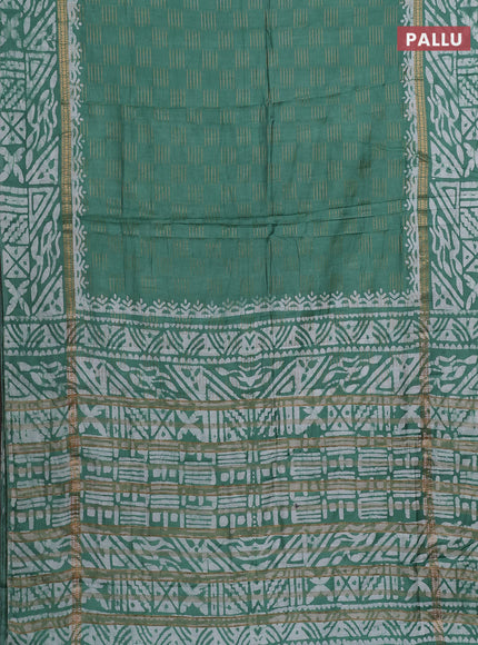 Green Semi Chanderi Saree - Batik Prints