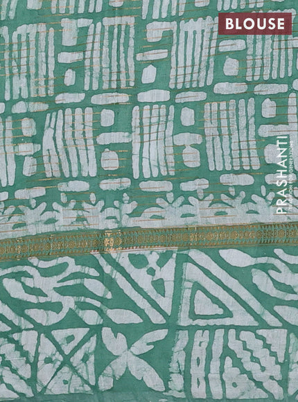 Green Semi Chanderi Saree - Batik Prints