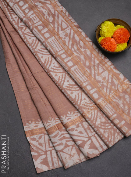Beige Semi Chanderi Saree - Batik Prints