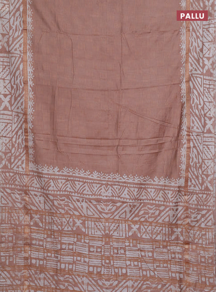 Beige Semi Chanderi Saree - Batik Prints