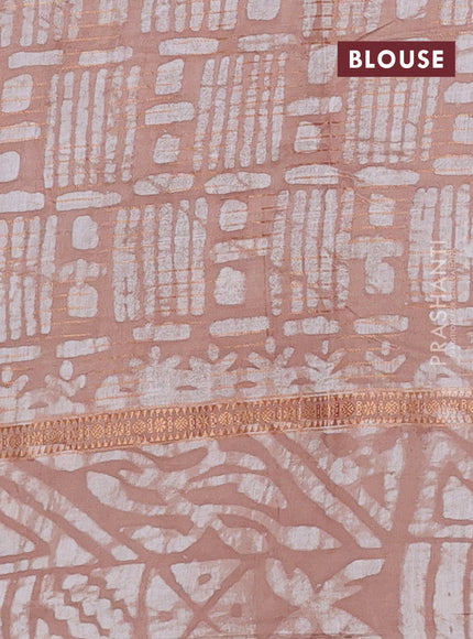 Beige Semi Chanderi Saree - Batik Prints