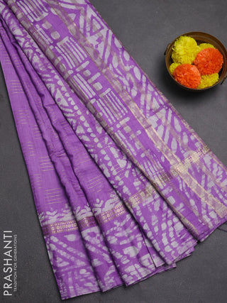Lavender Semi Chanderi Saree - Batik Prints
