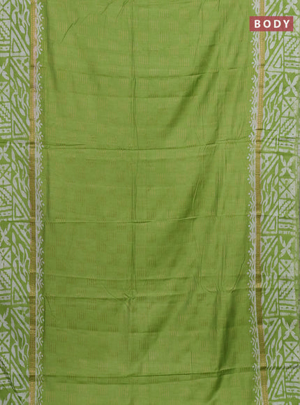 Light Green Semi Chanderi Saree - Batik Prints