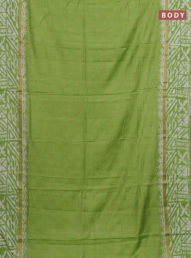 Light Green Semi Chanderi Saree - Batik Prints