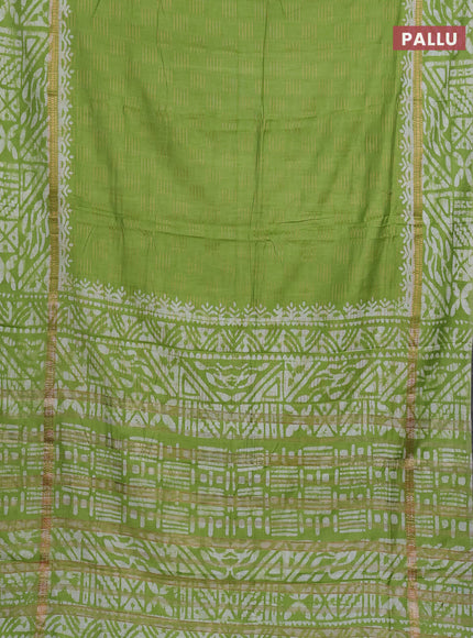 Light Green Semi Chanderi Saree - Batik Prints