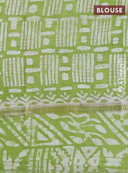 Light Green Semi Chanderi Saree - Batik Prints