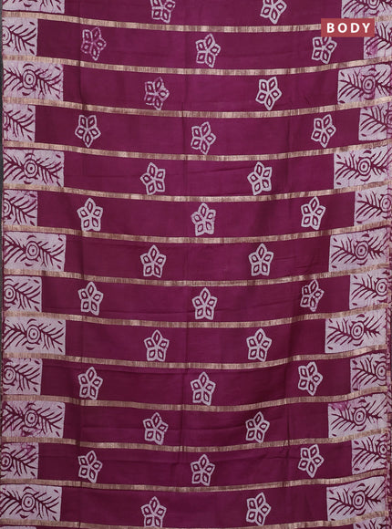 Wine Semi Chanderi Saree - Batik Prints