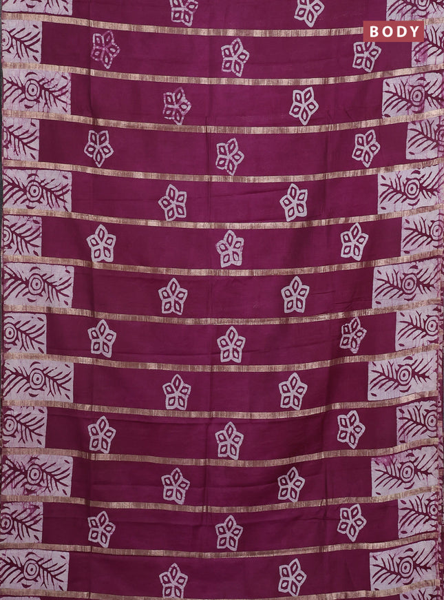 Wine Semi Chanderi Saree - Batik Prints