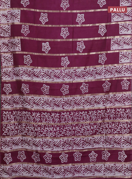 Wine Semi Chanderi Saree - Batik Prints