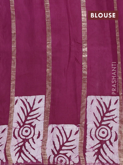 Wine Semi Chanderi Saree - Batik Prints