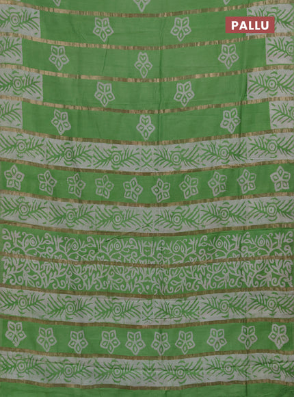 Green Semi Chanderi Saree - Batik Prints
