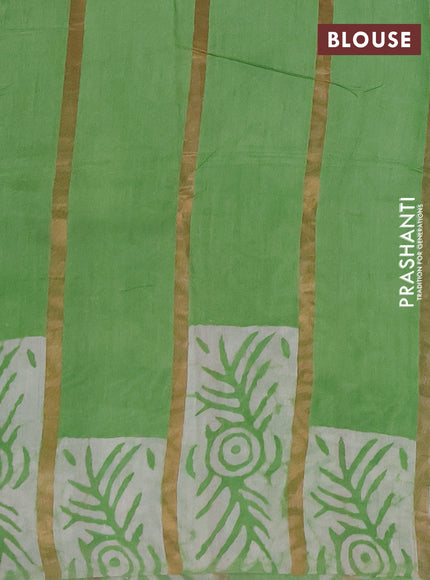 Green Semi Chanderi Saree - Batik Prints