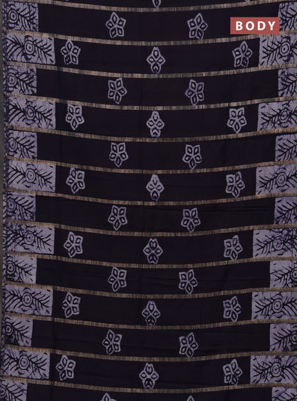 Navy Blue Semi Chanderi Saree - Batik Prints