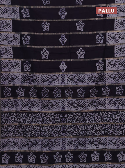 Navy Blue Semi Chanderi Saree - Batik Prints