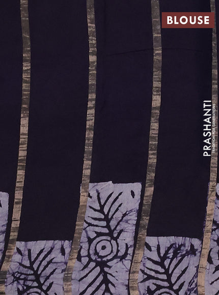 Navy Blue Semi Chanderi Saree - Batik Prints