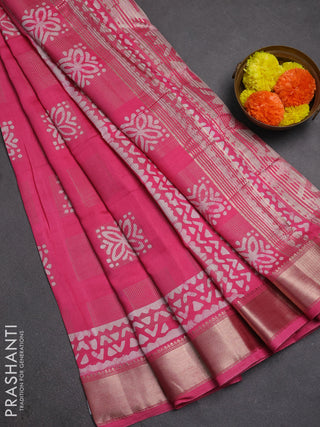 Pink Semi Chanderi Saree - Batik Prints