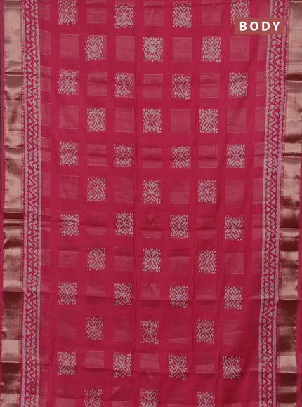 Pink Semi Chanderi Saree - Batik Prints