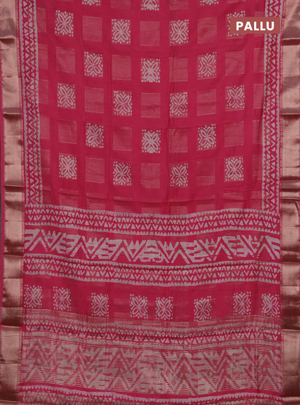 Pink Semi Chanderi Saree - Batik Prints
