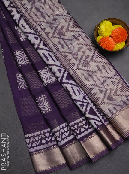 Purple Semi Chanderi Saree - Batik Prints