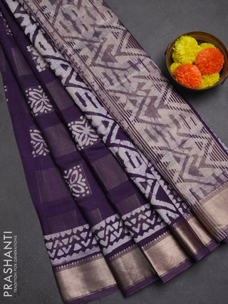 Purple Semi Chanderi Saree - Batik Prints