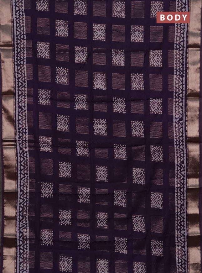 Purple Semi Chanderi Saree - Batik Prints