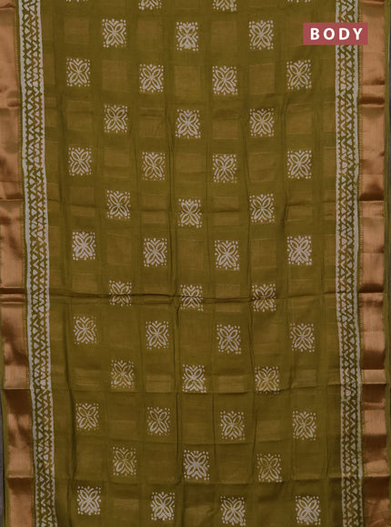 Mehendi Green Semi Chanderi Saree - Batik Prints