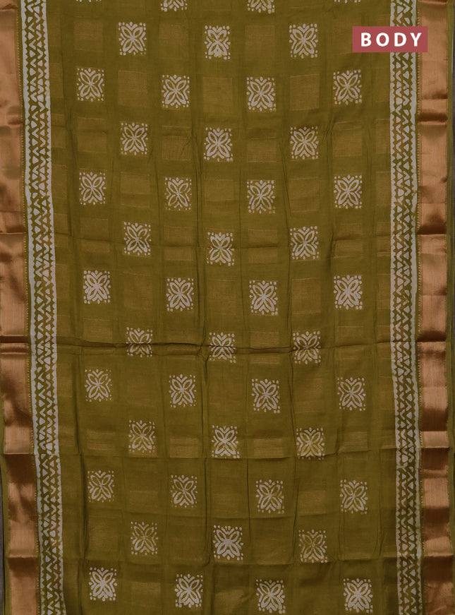 Mehendi Green Semi Chanderi Saree - Batik Prints